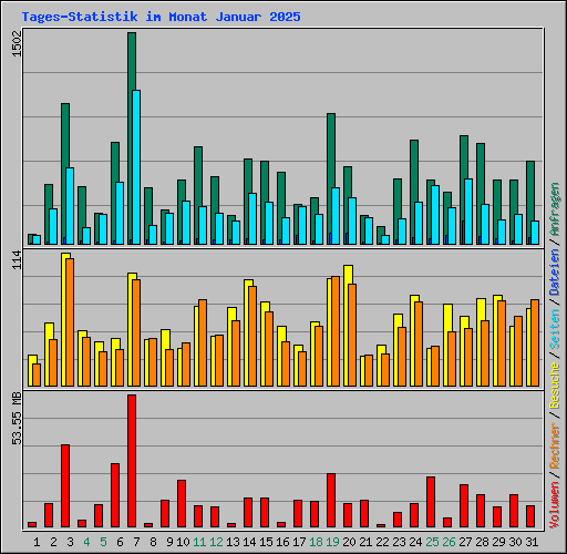 Tages-Statistik im Monat Januar 2025